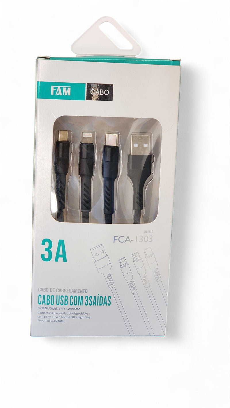 Cabo Usb Com 3 Saídas Fca-1303 Fam